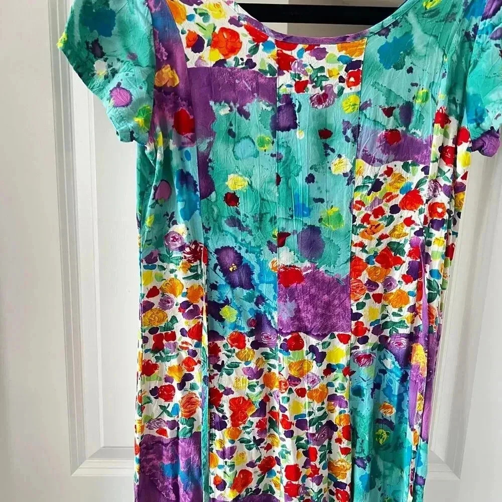 756 JAMS WORLD Tie Dye Prin Midi Dress Size Small Color Blue - Picture 6 of 6